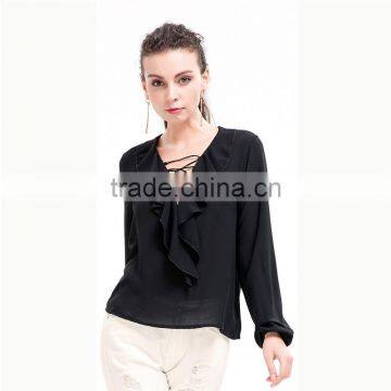 Long Sleeve Latest Blouse Styles V-neck White Women Latest Blouse Styles photo-4