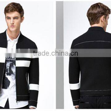 Color Block Fleece Men's Jacket Full Zipper up Bomber Jacket for Man photo-2