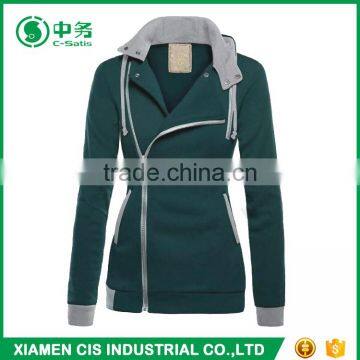 2017 Latest Fashion European Style Multi Color Women Winter Oblique Zipper Hoodie photo-3
