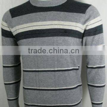 Wholesale striped cashmere sweater knitted crew neck pullover mens sweater