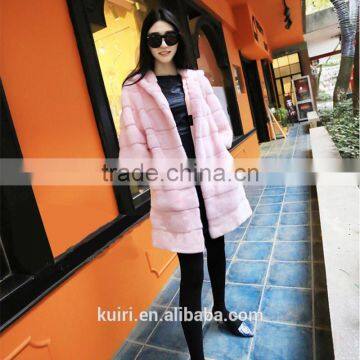 2016 New Autumn Winter Coat Women Faux Fur Coat Fake Rabbit Fur Jacket Casual Striped Loose Pink Long Coat photo-5
