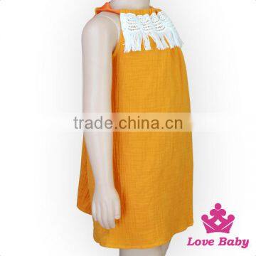 Plain Orange Breathable Cotton Sleeveless Baby Girl Fancy Pillowcase Dress New Model Skirt photo-4