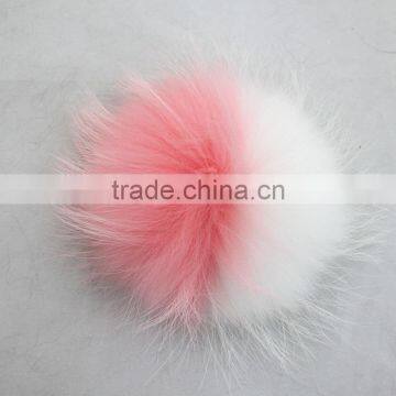 Myfur Customized Bi-color Dyed Raccoon Fur Bobble For Hat Accessory Pom Poms