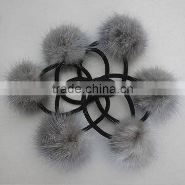 Myfur China Factory Price Wholesale Genuine Mink Fur Ball Attach Hair Band