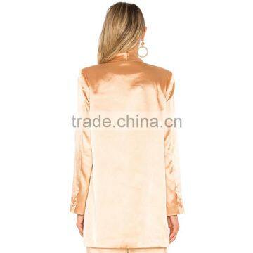 BF Style Career Women Fashion Blazer Long Sleeve Unlined Satin Jacket photo-3