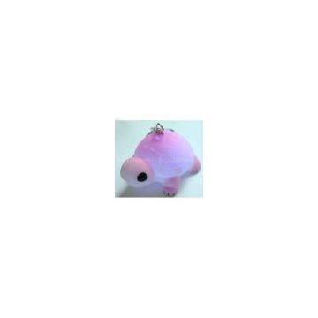 Customized design gifts tortoise shaped PVC material, Color change LED Flashing Keychain