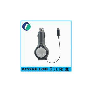 White USB Powerful Retractable IPhone Charger , Portable IPhone Car Charger photo-2