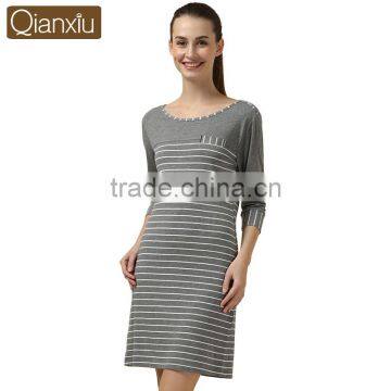 Good Quality Qianxiu latest young ladies striped nightgown