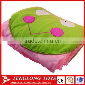 Hot sale 2 in 1 cute frog plush pillow blanket