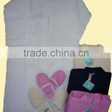 Cotton Waffle Bathrobes & Slippers