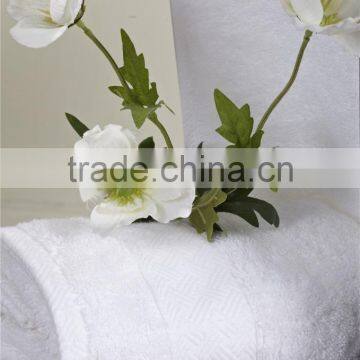 Customized Hotel Supplies White Jacquard Cotton Embroidery Bath Towels Manufacture