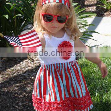 Adorable girls 4th of July Independence Day Casual Weal Dress kids flower cotton dress