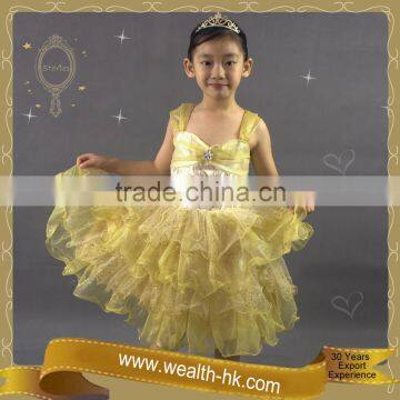 Golden Ruffle kids Cocktail Evening Party Dresses