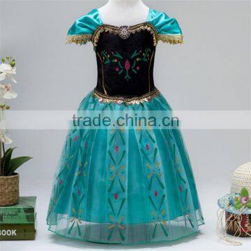 China supplier hot sales green Cotton Princess girls party dresses baby