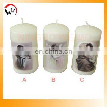 Church votive candle with printing