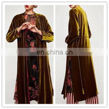 Autumn Winter Long Cardigan Velvet Kimono Wholesale Women's Velvet Jacket