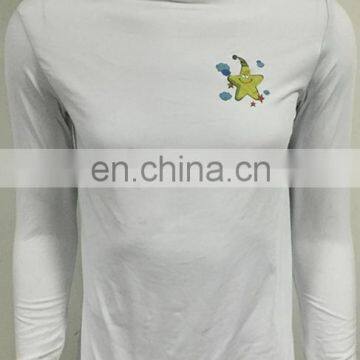 2017 Men's spring slim fit white long sleeves under wear, o-neck l t-shirt without star embroidery