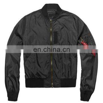 Black Custom Flight Bomber Jacket wholesale with red tap