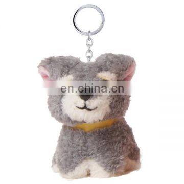 Cartoon Backpack Hanging Clip 10cm Custom Stuffed Schnauzer Soft Plush Toy Dog Keychain