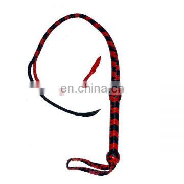 HMB-519B LEATHER FLOGGER RED BLACK BULLWHIPS FLEXIBLE WHIP