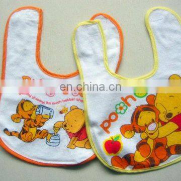 Children's 100% cotton soft customized cartoon printed baby bib cheap eco friendly baby towel 100cotton knitted fabric