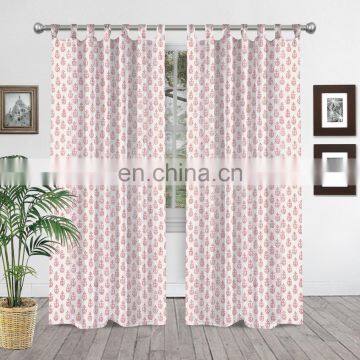 Cotton Fabric Indian Handmade Hand-Block Printed Curtains Decor Art Window Usable Home Balcony Sheer