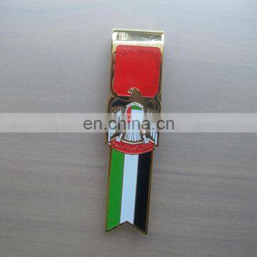 Promotional UAE style enameled metal book mark with falcon logo