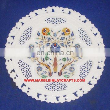 Marble Inlay Plate With Jali