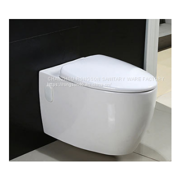 Bathroom promotion p trap round toilet bowl sanitary ware ceramics wall hung back to wall toilet seat