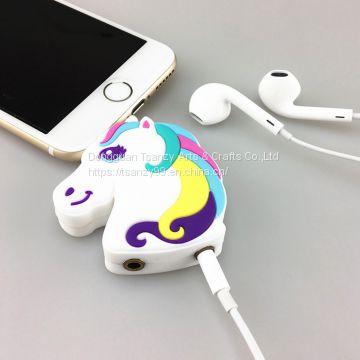 Factory outlet cute cartoon unicorn headphone splitter earphone audio splitter