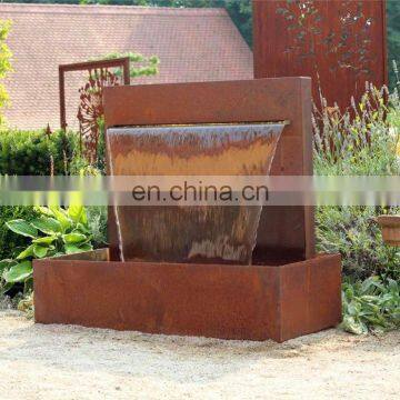 Outdoor Corten Steel Water Fountain With Pool