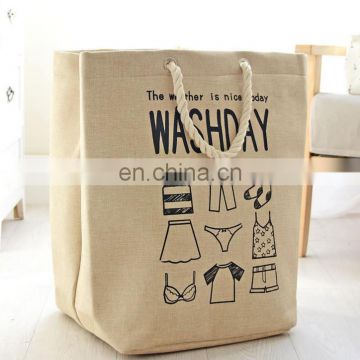 Cotton linen handmade laundry hamper fabric basket