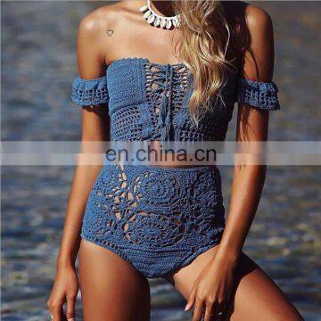 2019 new handmade crochet openwork straps bikini beach ladies swimsuit bikini suit