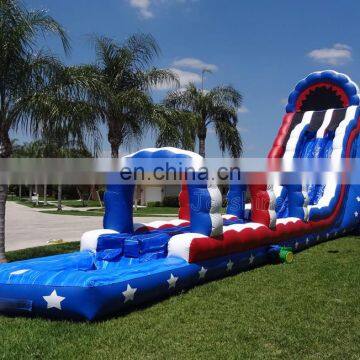 America Flag Inflable Slip and Slides Commercial Tall Inflatable Slip Water Slide With Pool
