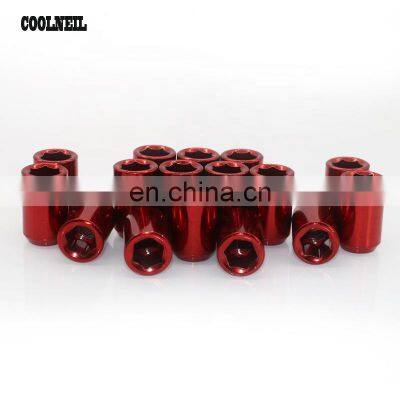 Guangzhou Supplier Hot Sales Car Parts Racing Inner Hexagon Iron 16pcs Wheel Lock Nut, Car Wheel Lock Lug Nut Key