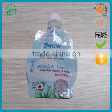 Custom shaped platic spout bags for liquid facial mask