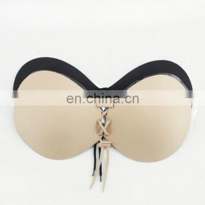 Women Silicone Bra Invisible Push Up Stick On Self Adhesive Front Lacing Bras Strapless Lingerie Cup