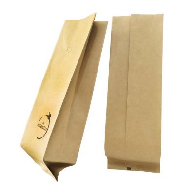 Back Sealed Pouches Side Gusset Packing Kraft Paper Bags For Tea Coffee