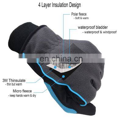 HANDLANDY Fleece Lining Insulate 40 Gram Winter Gloves Waterproof Heated Ski Gloves Thermal Gloves Winter