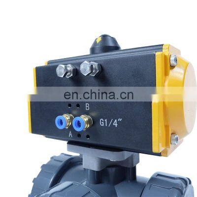 valve pneumatic three way control triple union plastic 3 way pvc pneumatic ball valve for water air