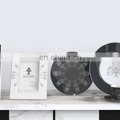 Black And White Ceramic Frame Dinner Plate Tea Set With Decoration Vase photo-3