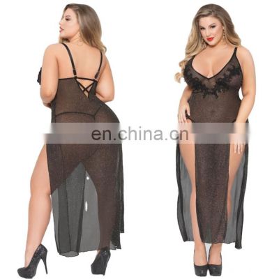 Plus size long skirt pajama dress lace thin 5xl Dropshipping Lace Women's Plus Size Underwear