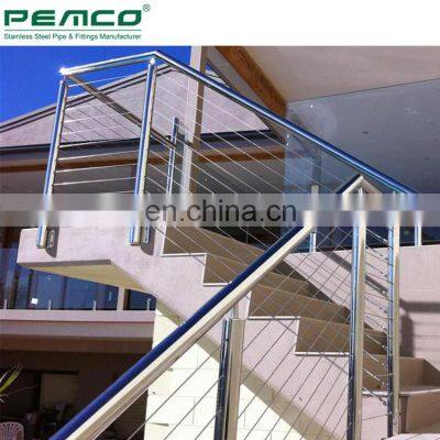 Outdoor Stainless Steel Wire Balustrade Vertical Cable Railing Systems For Decks