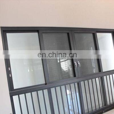 20 Years Export Experience Simple Design Frosted Glass Silver Aluminum Frame Balcony Big Sliding Window With Protection Bars photo-4