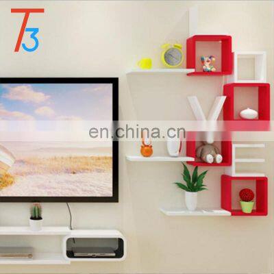Rustic Home Decor Display Wood Wall Hanging Shelf Floating Shelves Swing photo-2