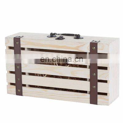 Pine Wood Double Ice Wine Bottle Packing Box Gift Box photo-4