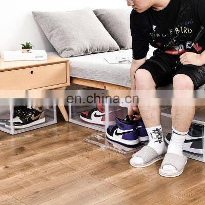 High Quality Household Transparent Custom Logo Stackable Sneaker Drop Front Acrylic Shoes Box Plastic Storage Container photo-3