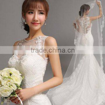 C71607A Special Design Sash See Through Beaded Lace Appliqued Mermaid Wedding Dress