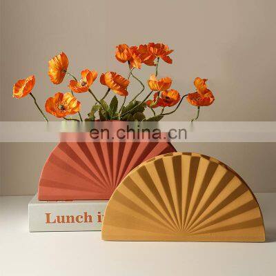 Nordic morandi creative vase ins wine cabinet dining table Decor folding fan ceramic vases for home decor craft decoration