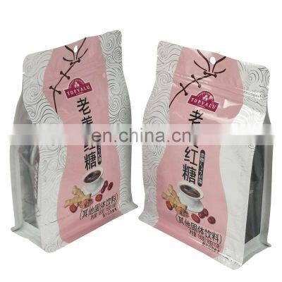 custom printing flat bottom zipper bag 18g small sugar sachet food grade packaging laminated aluminum foil pouch with window